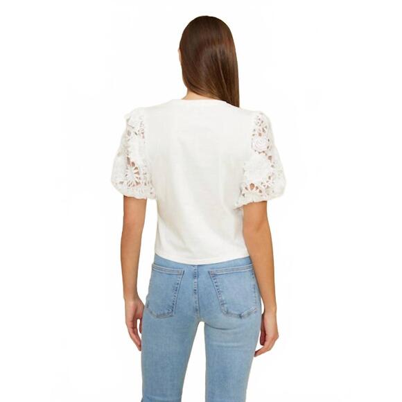 NEW LUCY PARIS avi lace sleeve top in white - Picture 3 of 3